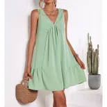 Casual Sleeveless Dress Slim Fit Solid Color Elegant Style Perfect for Summer Outings Wholesale
