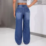 High Waisted Ripped Denim Jeans Fashionable Trendy Casual Style Perfect for Everyday Wear Wholes