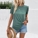 Womens Short Sleeve T Shirt Solid Color Casual Style Comfortable Fabric Summer Wear Wholesale Av