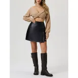 PU Leather Bodycon Skirt Stylish Button Detail Versatile Design Sexy Fit Perfect for Parties and