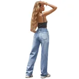 High Waisted Straight Leg Loose Denim Jeans Trendy Womens Fashion Casual Wear for Spring and Sum