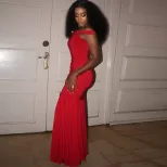 Elegant Solid Color Off Shoulder Midi Dress Fitted Silhouette Dolman Sleeves Versatile for Parti