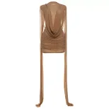 Fashionable Womens Bodycon Dress Sheer Mesh Ruffled Design Stylish Tie Details Perfect for Autum