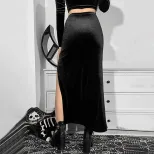 Womens Street Style Rock Inspired Split Hem Skirt Sexy Design Halloween Theme Autumn Winter Coll