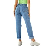 High Waisted Ripped Straight Leg Jeans Stylish Design Casual Fit Spring Summer Wear Wholesale Av