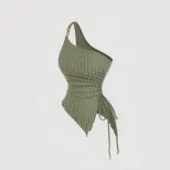 Womens Sexy Asymmetrical Strap Tank Top Unique Design Slim Fit Spring Summer Style Wholesale Ava
