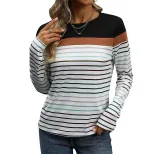 Casual Striped Long Sleeve T Shirt Spring and Autumn Style Comfortable Commuter Wear Wholesale A