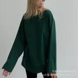 Womens Long Sleeve T Shirt Solid Color Oversized Fit 100 Cotton Casual Everyday Wear Wholesale A