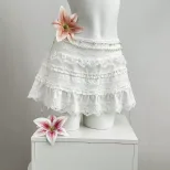 Summer Womens Ruffled Lace Trim Mini Skirt Low Waist Lightweight Fabric Elegant Design Ready to