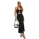 Elegant Halter Neck Dress High Waist Mid Length Sexy Style Perfect for Spring and Summer Vacatio