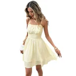 Summer Casual Solid Color Ruffle Strap Cake Dress Fresh and Sweet Style Perfect for Parties and