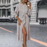 Long Sleeve Printed Shirt Dress Elegant Design Comfortable Fabric Autumn Collection Wholesale Av