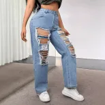 Fashionable Ripped Denim Jeans for Women Casual Style Trendy Design Comfortable Fit Available fo