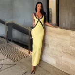 Elegant Womens Summer Dress Lace Trim V Neck Bodycon Fit Perfect for Parties and Special Occasio