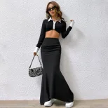 High Waisted Mermaid Maxi Skirt Slim Fit Flowy Design Spring Summer Style Wholesale Available