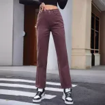 High Waisted Straight Leg Jeans Vintage Style Casual Fashion Versatile Fit Womens Apparel Wholes