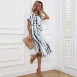 Summer Tie Dye Printed Short Sleeve Bodycon Dress Stylish Comfortable Trendy Perfect for Casual