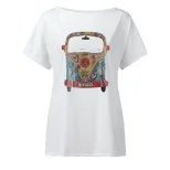 Womens Fashion Short Sleeve T Shirt Trendy Print Design Casual Wear for Everyday Use Wholesale A