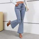 Casual Vintage Flare Stretch Denim Pants for Women Versatile Fit Comfortable Fabric Retro Style
