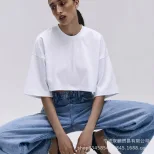 Womens Short Sleeve T Shirt Solid Color Y2K Style Cotton Fabric Casual Spring Summer Wear Wholes
