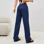 Womens Fashion Slim Fit Straight Leg Jeans New Style Comfortable Fabric Versatile for Casual Wea