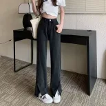 速卖通牛仔裤女2022冬季新款韩版高腰显瘦百搭直筒拖地阔腿长裤潮