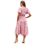 Floral Print Short Sleeve Dress Elegant Vacation Style Perfect for Summer Occasions Available fo