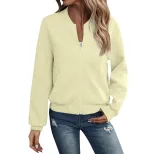 Autumn Long Sleeve Zipper Detail Cardigan Solid Color Lightweight Casual Style Wholesale Availab