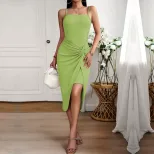 Sleeveless Bodycon Dress Sexy Twist Design Fashionable Fit Comfortable Fabric Spring Summer Occa