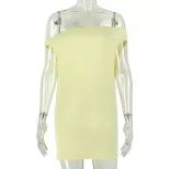 Elegant Womens Bodycon Dress Solid Color Off Shoulder Sleeveless Chic Style Perfect for Parties
