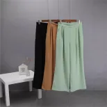 High Waisted Wide Leg Trousers Spring Collection Casual Style Flared Design Versatile for Everyd