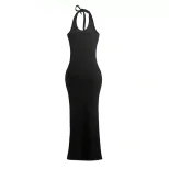 Summer Womens Backless Bodycon Dress Solid Color Halter Neck Sexy Style Perfect for Parties and