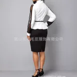 Lace Panel Color Block High Waist Slim Fit Womens Career Dress Elegant Design Versatile Style Su