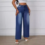Wide Leg Denim Trousers Straight Fit Casual Style Versatile for Everyday Wear Wholesale Availabl