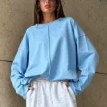 Womens Loose Fit Distressed Cotton Long Sleeve T Shirt Soft Knit Fabric Casual Style Spring Summ