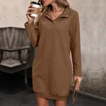 Long Sleeve Solid Color Sweatshirt Dress for Women Casual Fall Fashion Available in Multiple Colors and Sizes Wholesale