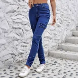 Skinny Denim Pants Stretchy Slim Fit Ankle Length Casual Wear for Women Ready to Ship factory di