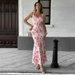 Floral Maxi Dress Sweet and Romantic Style Pink Color Perfect for Beach Vacations Wholesale Avai