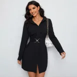 Button Down Long Sleeve Shirt Dress Casual Style Autumn Collection Versatile for Work or Outings