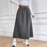 Casual Midi Skirt Elastic Waist Versatile Design Autumn Winter Style Wholesale Availability bulk