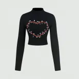 Womens Cropped T Shirt Slim Fit Floral Print Stylish Design Spring Fall Streetwear Wholesale Ava