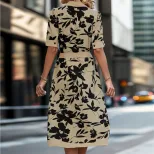 Floral Print Summer Dress Womens Casual Shirt Dress Lightweight Short Sleeve Trendy Design Whole
