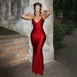 Spring Summer Womens Dress Deep V Neck Backless Slim Fit Sexy Style Perfect for Parties and Casu