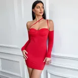 Womens Bodycon Mini Dress Sexy Spaghetti Strap European and American Style Nightclub Party Wear