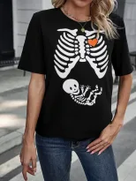 Cartoon Giraffe Print Womens T Shirt Short Sleeve Casual Fit Comfortable Cotton Perfect for Ever