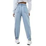 High Waisted Wide Leg Jeans Loose Fit Slimming Design Denim Fabric Casual Wear for Women Wholesa