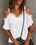 Lace Short Sleeve T Shirt Comfortable Fabric Trendy Design Various Colors Casual Wear Summer Sty