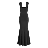 Bodycon Mermaid Dress Square Neck Sleeveless Slim Fit Long Length Evening Wear or Special Occasi