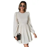 A Line Dress Fresh Sweet Style Waist Defining Long Sleeve Backless Perfect for Parties and Event