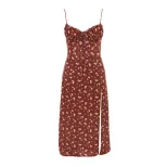 Floral Print Backless Bodycon Midi Dress Plus Size Sleeveless Slim Fit Comfortable Fabric Summer
